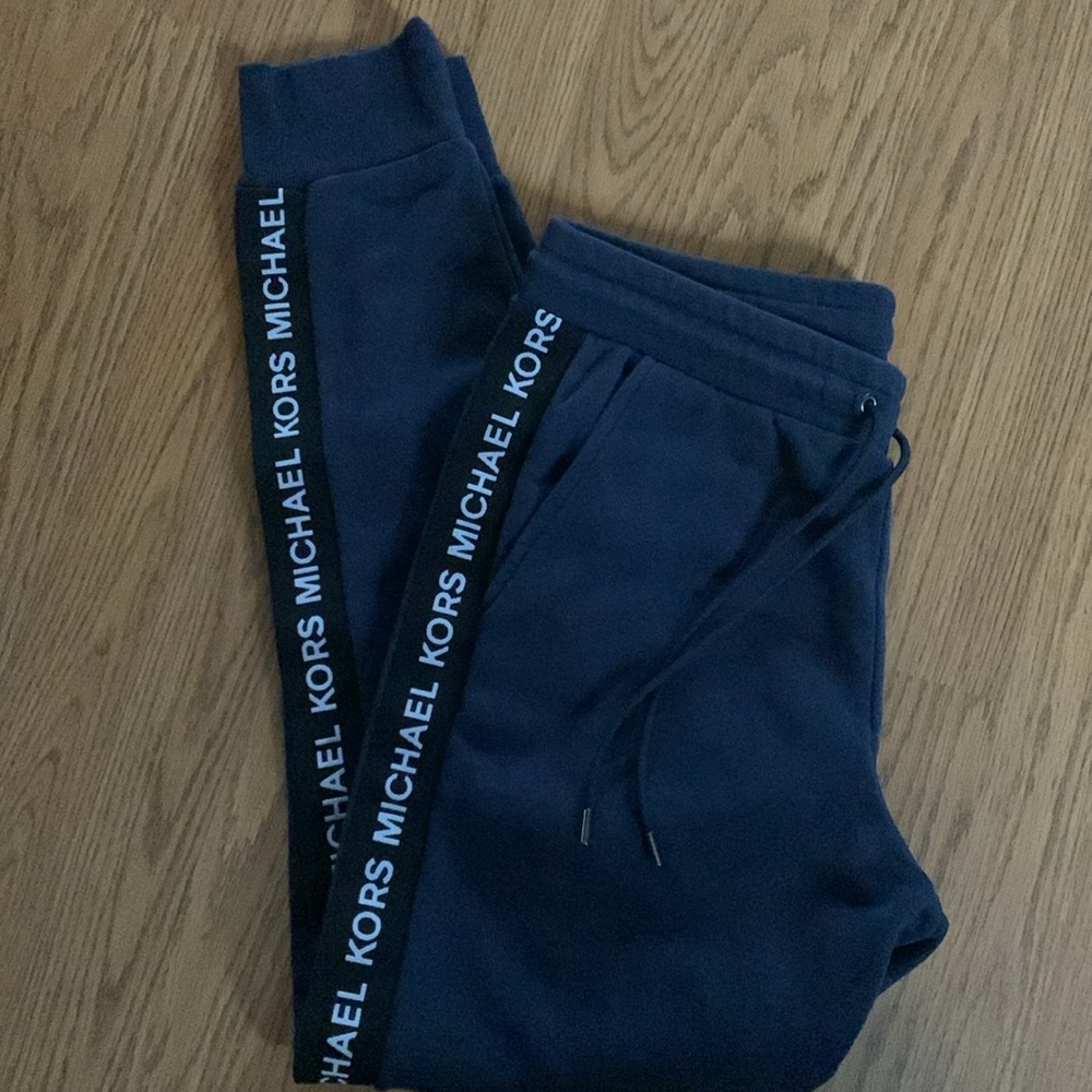 Michael Kors Men’s Navy Logo-Trim Jogger Pants